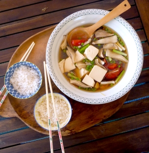 Braised tofu with shitake mushrooms, tomatoes and peas – The Back Yard ...